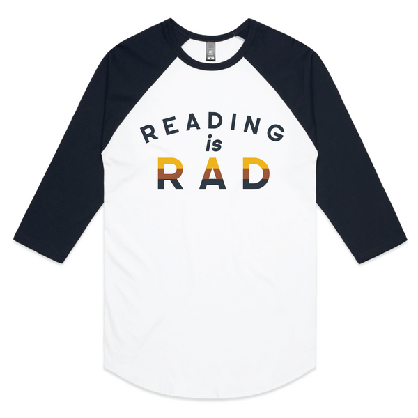 Reading Is Rad Unisex 3/4-Sleeve Raglan